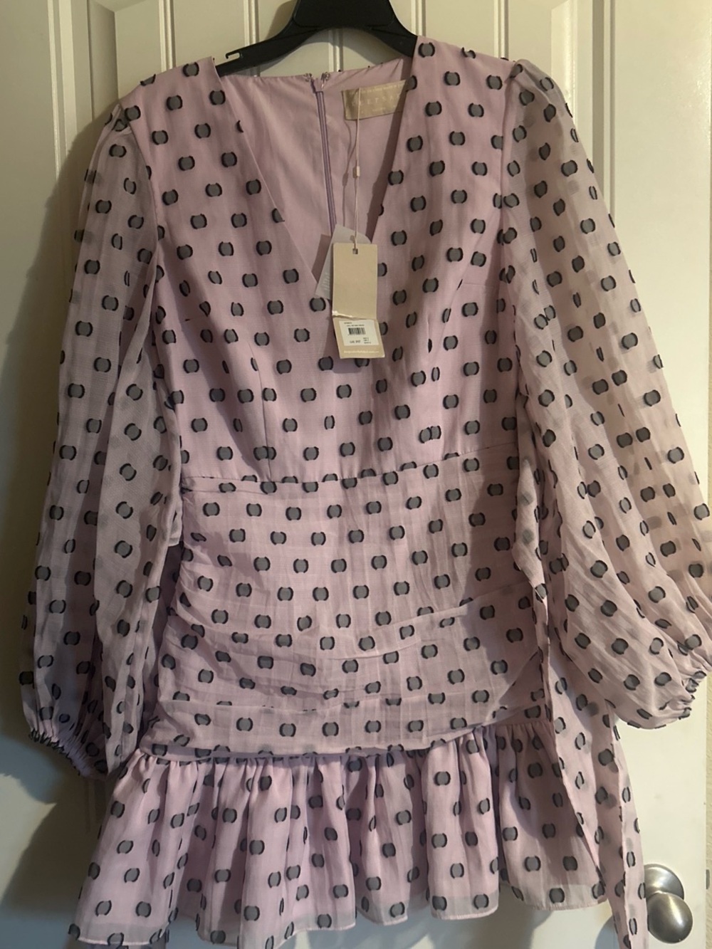 KEEPSAKE the Label Lavender Dot Long-Sleeve Ruffle Dress